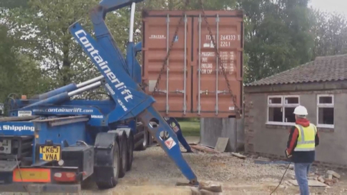 Unloading the container in York