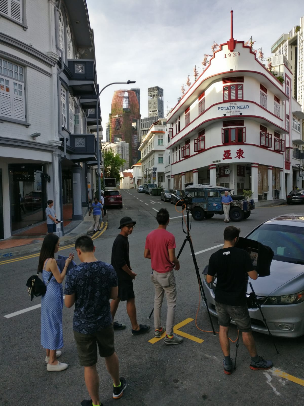 Filming in the streets of Singapore