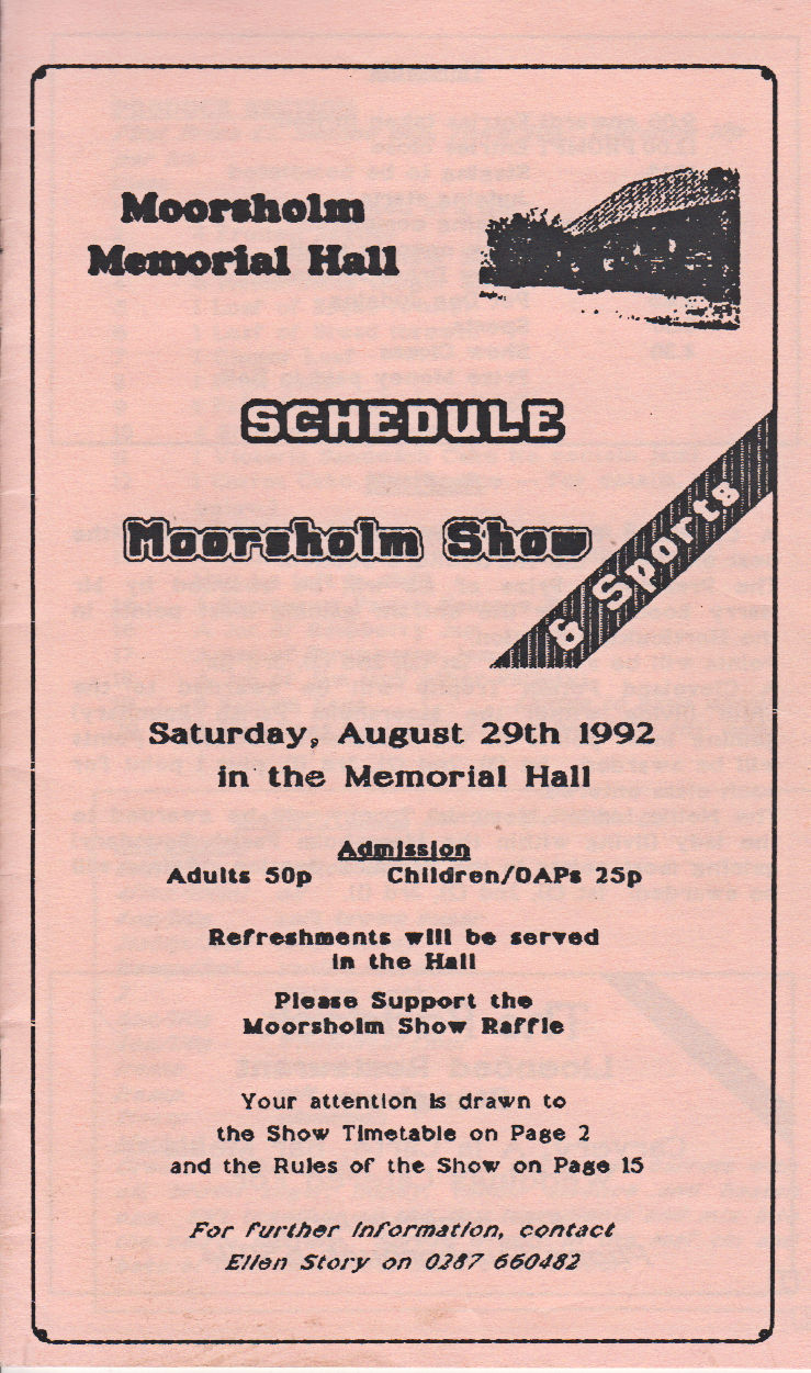 Moorsholm Show 1992 Schedule