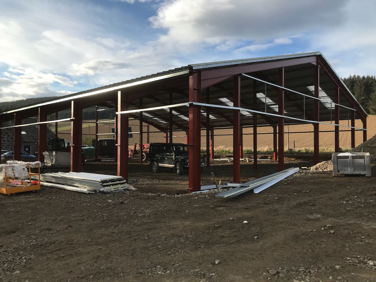 The new barn being erected